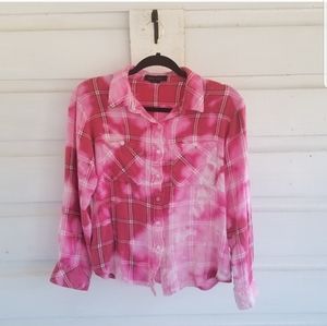Sanctuary  Bleached Pink Button Down Flannel Large